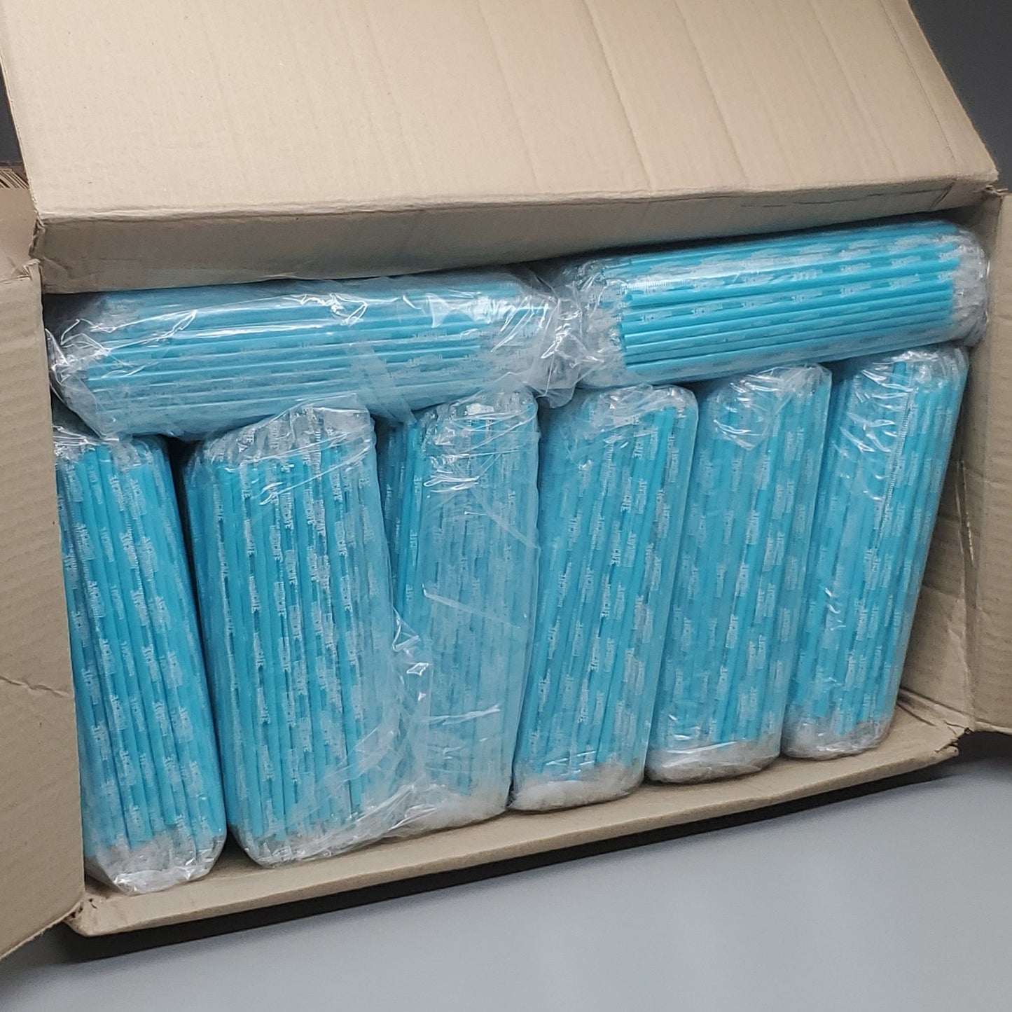 Plastic Wrapped Straws 9" Light Blue, 6000 ct.