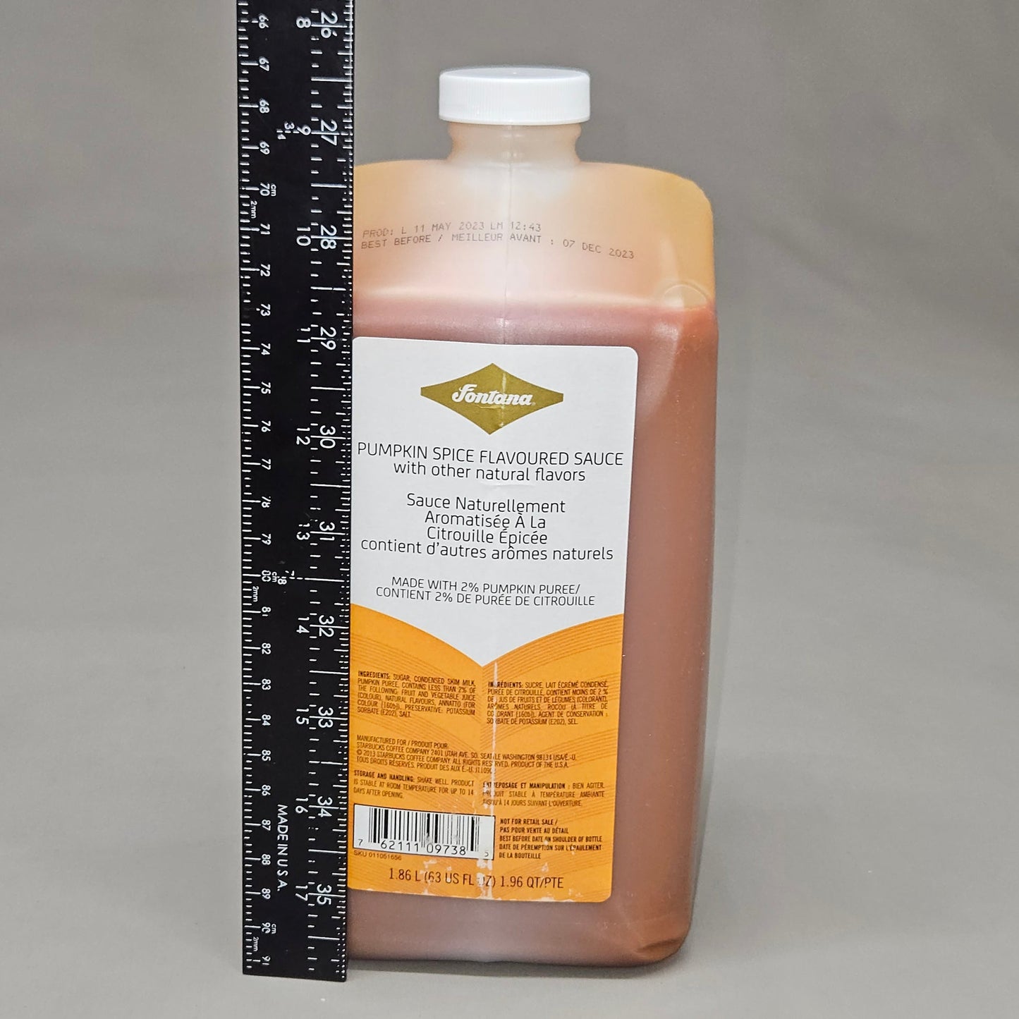 STARBUCKS Pumpkin Spice Flavored Sauce (1.86 L/bottle) Shelf Stable BB: 01/24 (as-is)