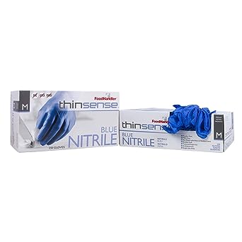 FOOD HANDLER Thinsense Blue Nitrile Gloves Medium  MPN: 103-TS14-BLU  Model: P4500 Quantity: 250/ Box