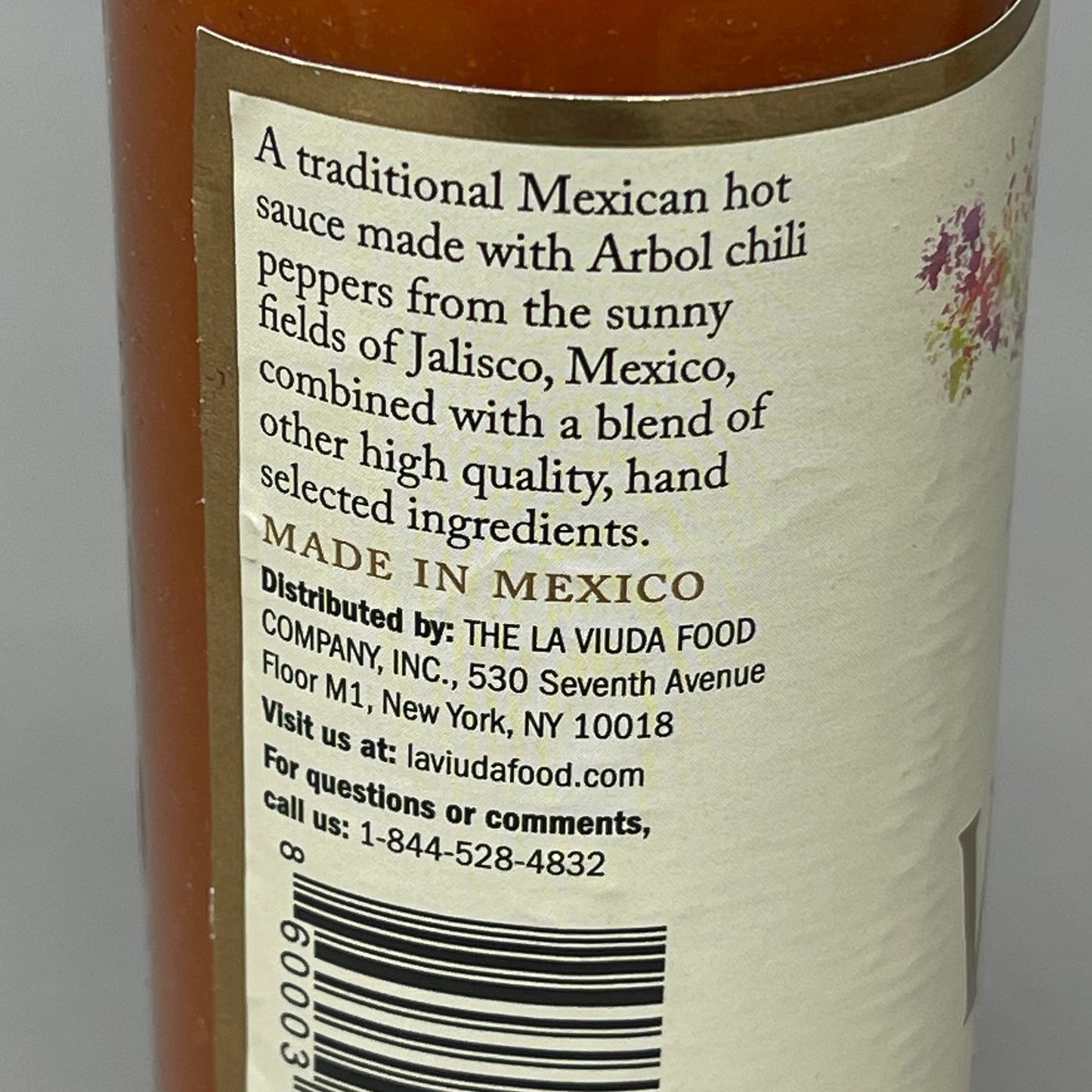 DE LA VIUDA Original Hot Sauce w/ Arbol Chili Peppers 5 fl oz 12 ct. Best By: 03/23