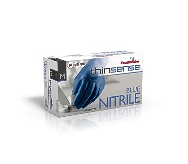 FOOD HANDLER Thinsense Blue Nitrile Gloves Medium  MPN: 103-TS14-BLU  Model: P4500 Quantity: 250/ Box