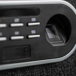Security Safe with Fingerprint Sensor and Biometric Lock Pry-Resistant Digital Gun Safe with Optical Sensor and Keypad