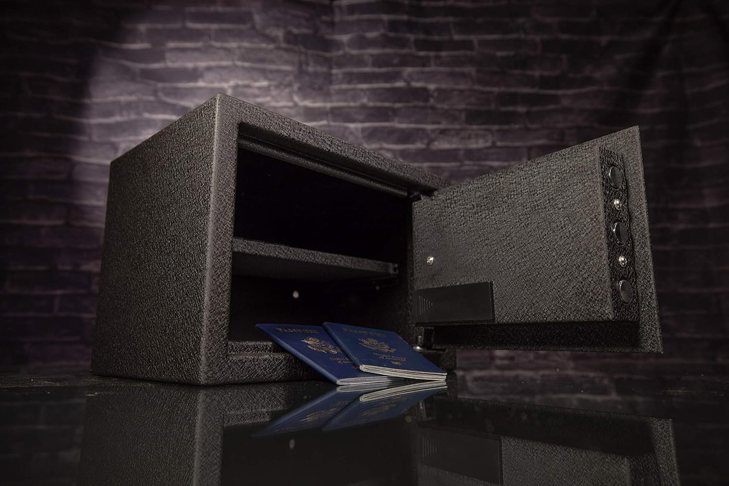 Security Safe with Fingerprint Sensor and Biometric Lock Pry-Resistant Digital Gun Safe with Optical Sensor and Keypad
