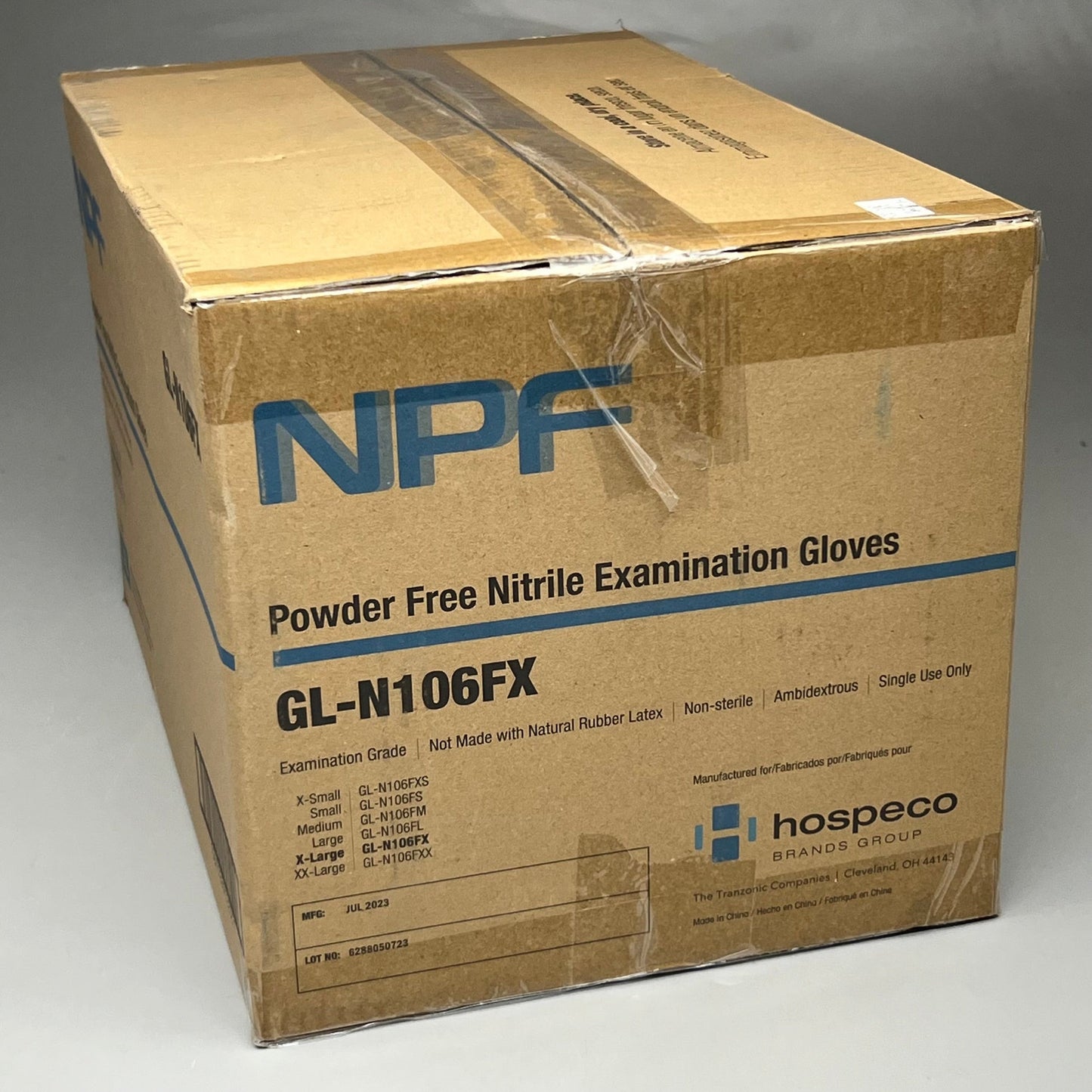 NPF 100ct Nitrile Powder Free Exam Gloves Sz XL Blue