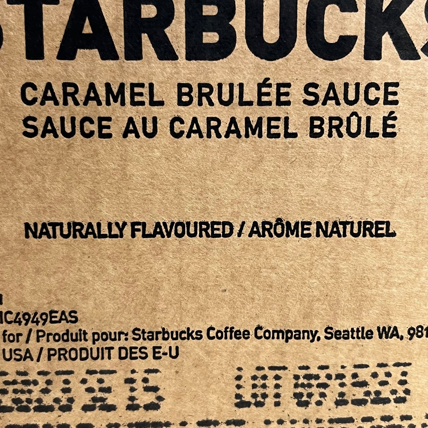 STARBUCKS Caramel Brulee Sauce 1.86 L./ 6 lbs. Shelf Stable Best By: 02/24 (as-is)