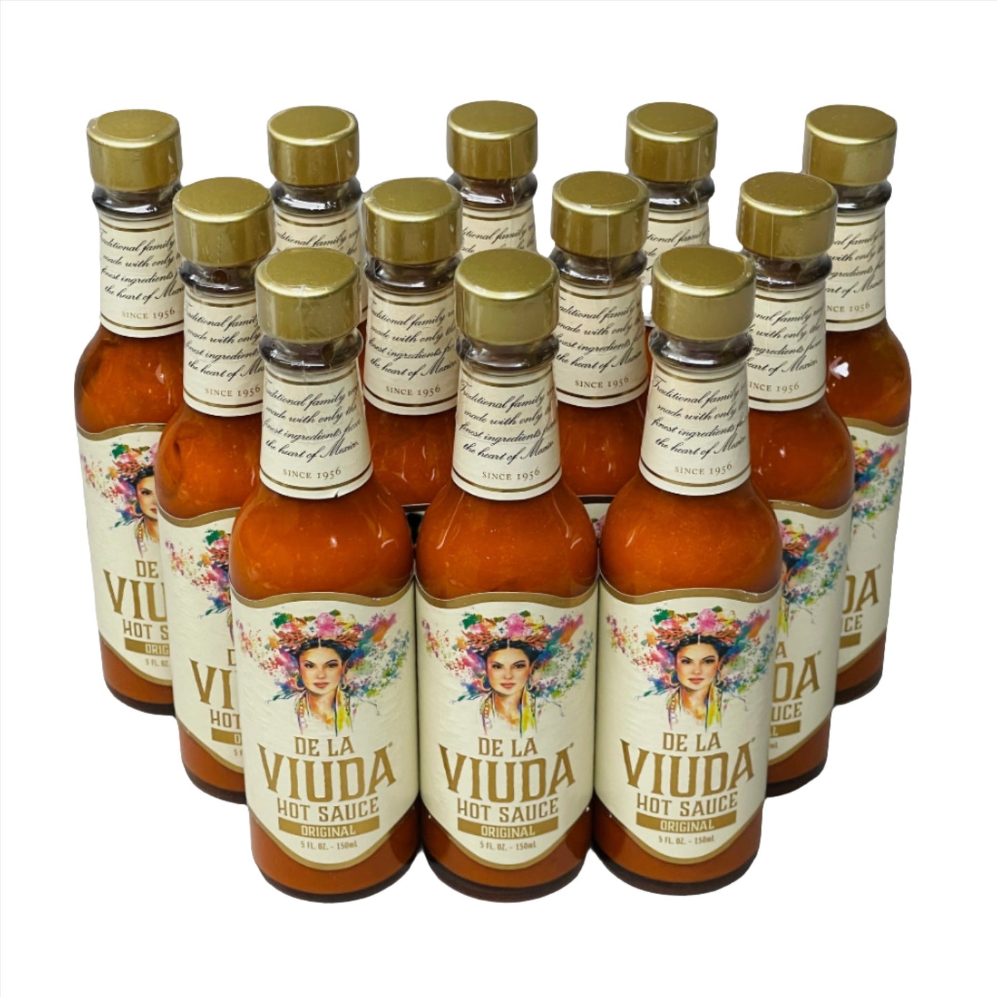 DE LA VIUDA Original Hot Sauce w/ Arbol Chili Peppers 5 fl oz 12 ct. Best By: 03/23