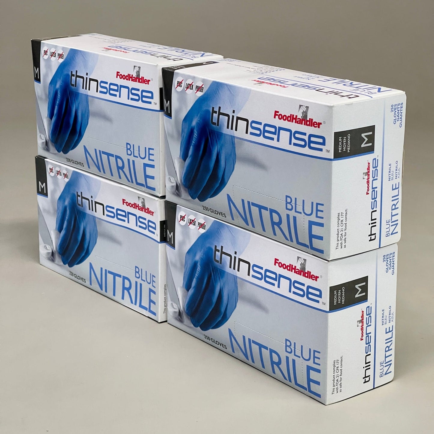 FOOD HANDLER Thinsense Blue Nitrile Gloves Medium  MPN: 103-TS14-BLU  Model: P4500 Quantity: 250/ Box