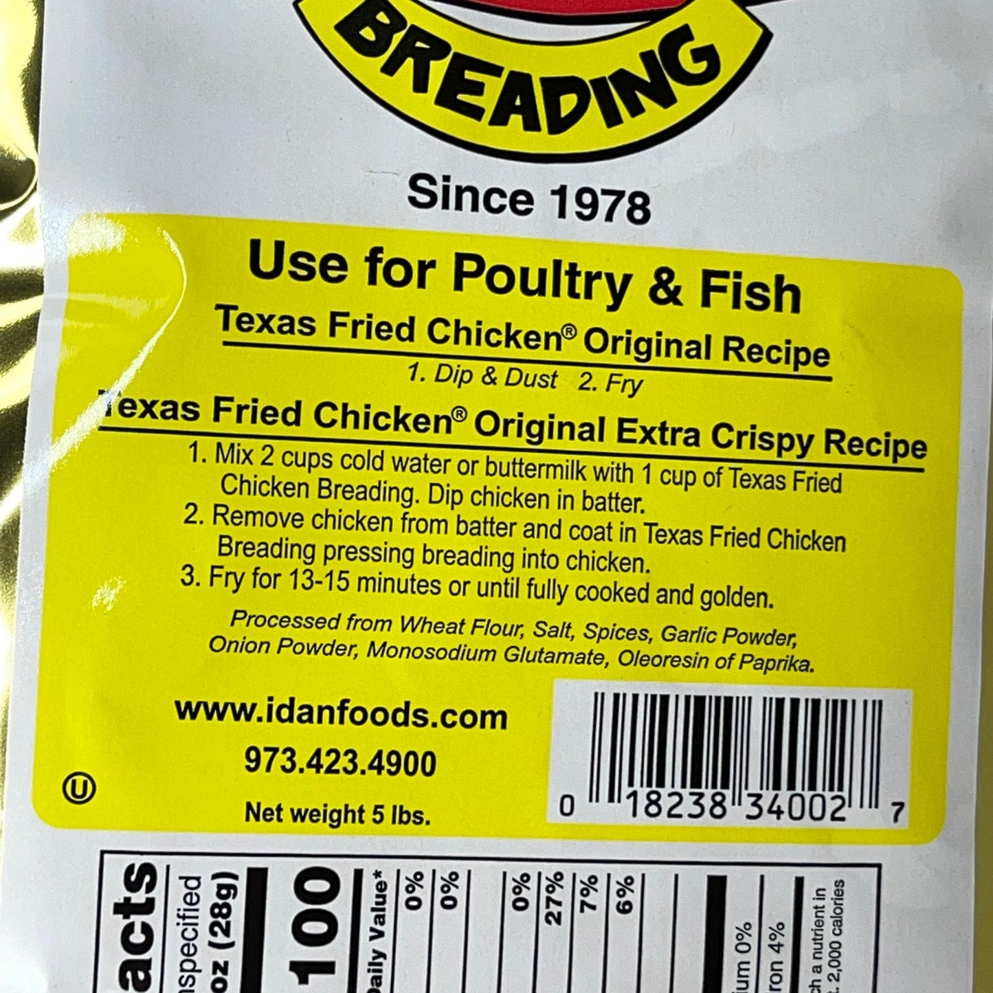 Texas Fried Chicken Breading (Original Extra Crispy Recipe) 5 lb bags Shelf Stable (as-is)