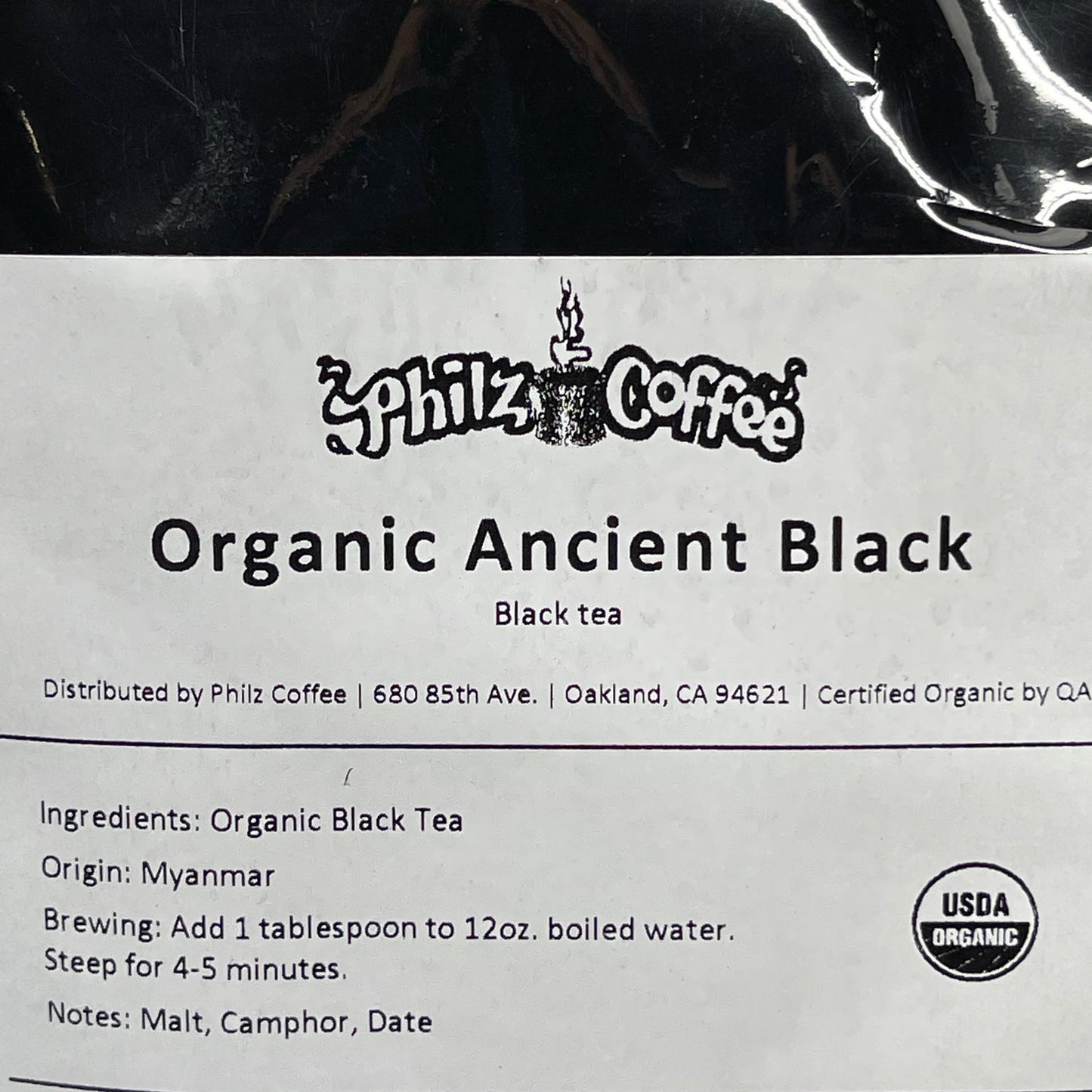 PHILZ COFFEE Organic Ancient Black - Black Tea Loose Leaf 5 Lb., Shelf Stable Best By: 6/24 (as-is)