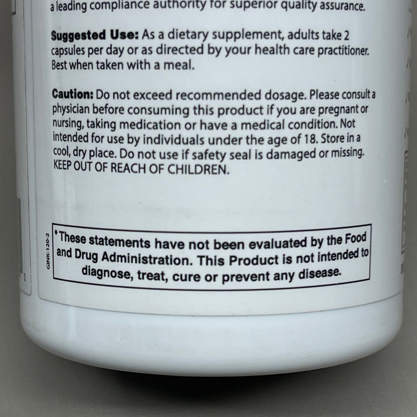 SUPERIOR LABS Organic Ginkgo Biloba 1200mg 120 Capsules OUTDATED 04/23