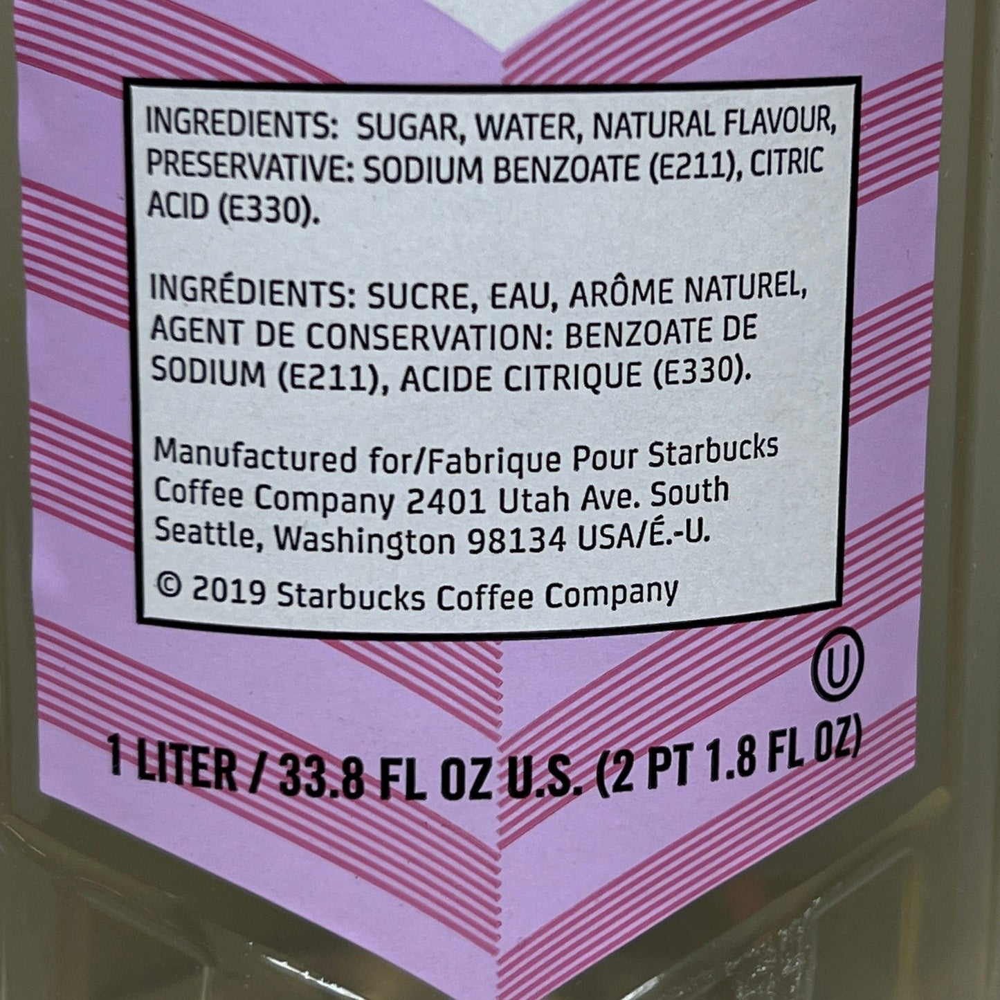 STARBUCKS Fontana Peppermint Syrup 33.8 fl oz Shelf Stable (as-is) Best By: 03/24