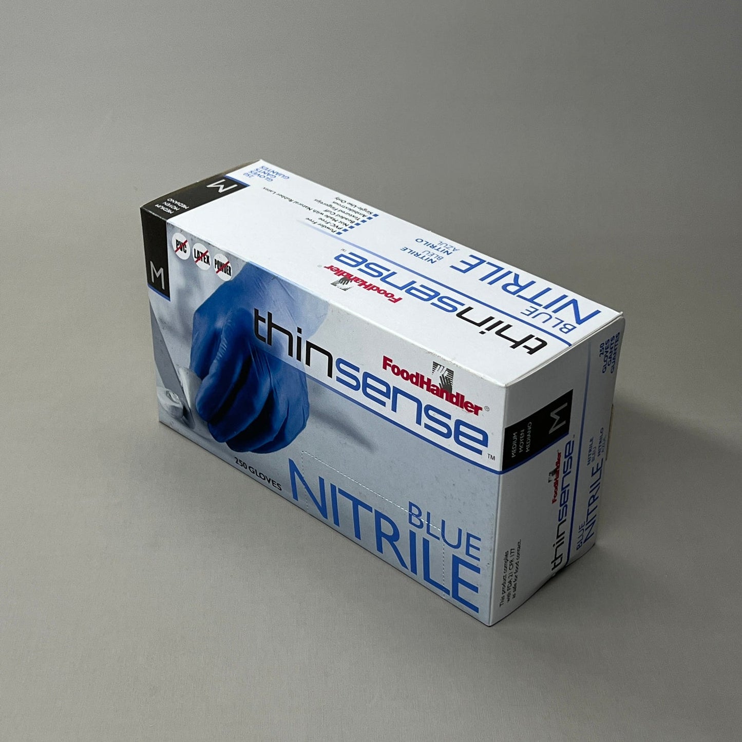 FOOD HANDLER Thinsense Blue Nitrile Gloves Medium  MPN: 103-TS14-BLU  Model: P4500 Quantity: 250/ Box