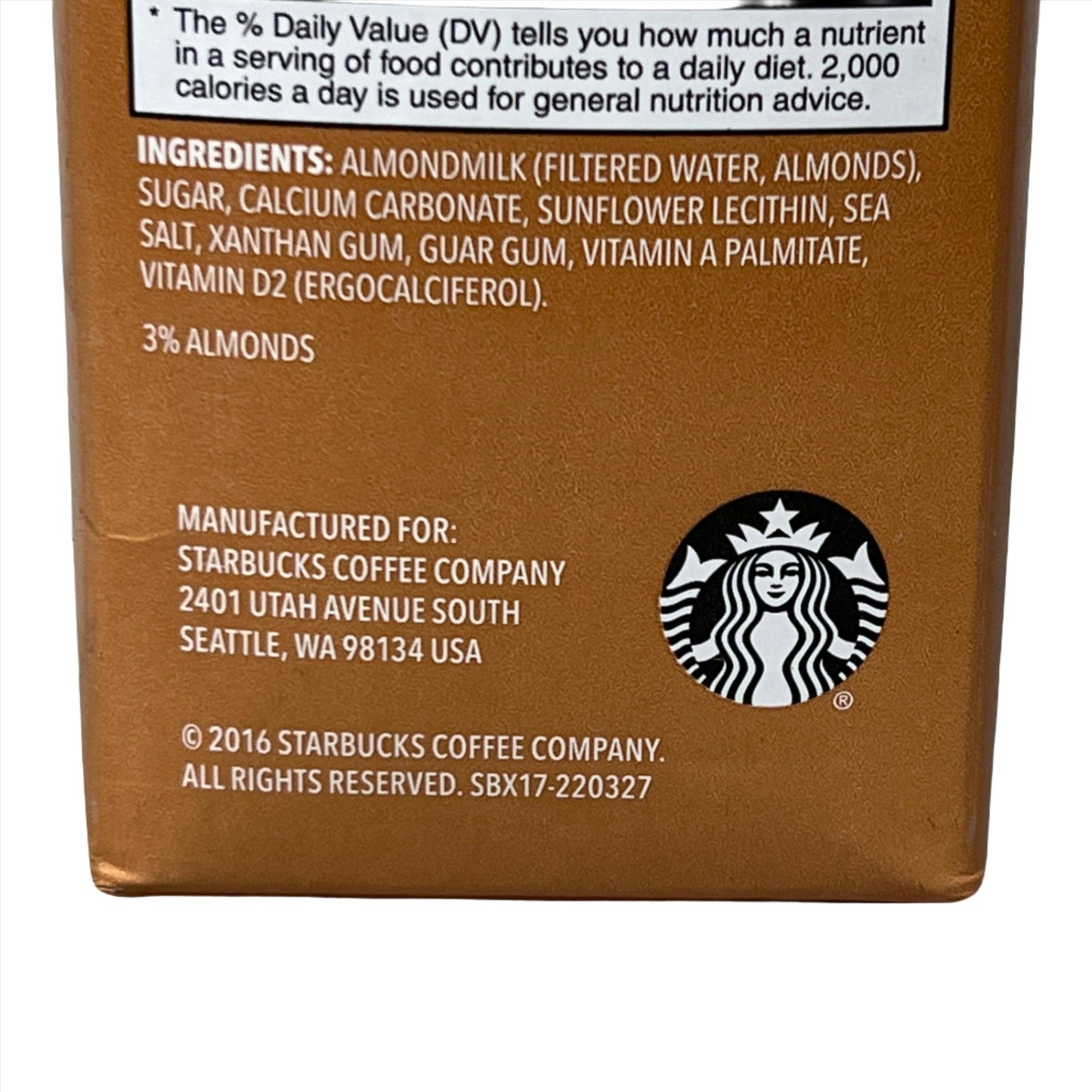 STARBUCKS Almond Milk Unflavored 64 fl oz Best By: 06/24 Shelf Stable (as-is)