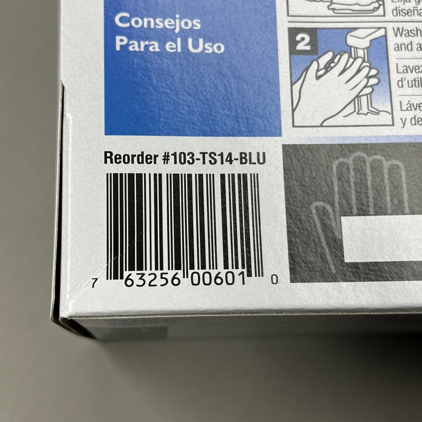 FOOD HANDLER Thinsense Blue Nitrile Gloves Medium  MPN: 103-TS14-BLU  Model: P4500 Quantity: 250/ Box