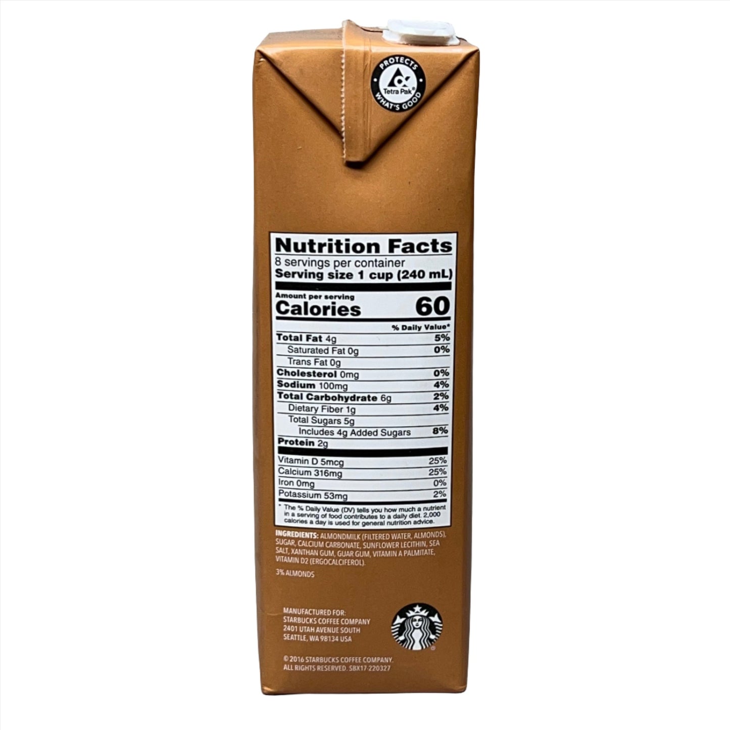 STARBUCKS Almond Milk Unflavored 64 fl oz Best By: 06/24 Shelf Stable (as-is)