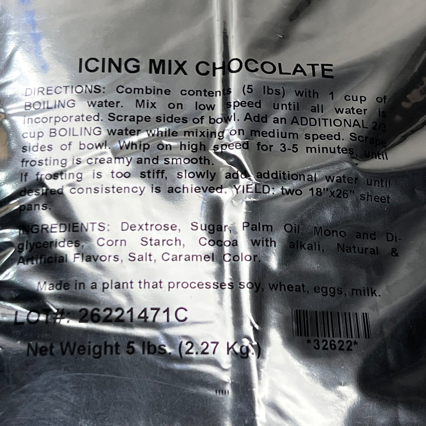 Professional Grade Bakers Chocolate Icing Mix 5 lbs Shelf Stable (as-is)