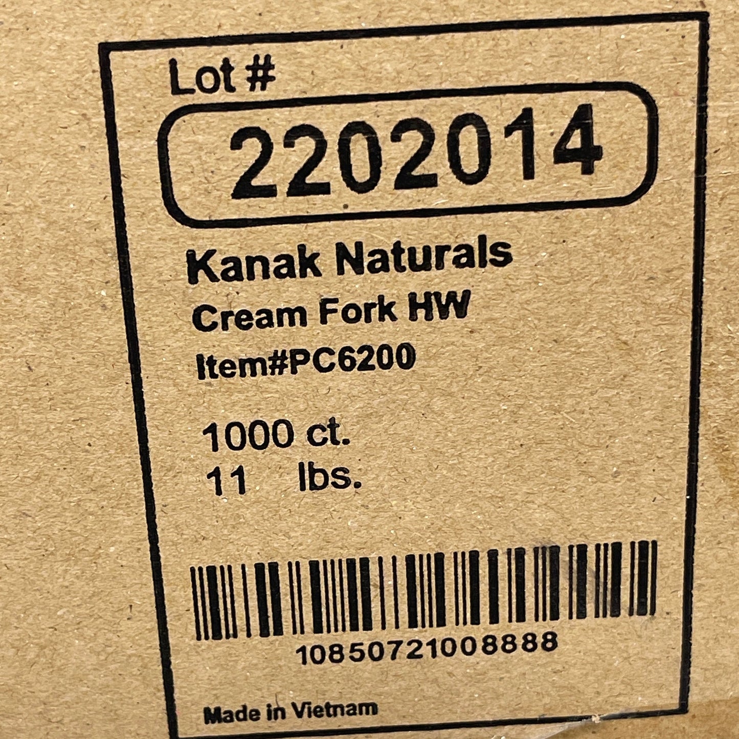 KANAK NATURALS Flexible Plastic Forks 7" 1000/ct Natural Sustainable Heavy Weight Individually Wrapped, Color: Cream  Model: PC6200