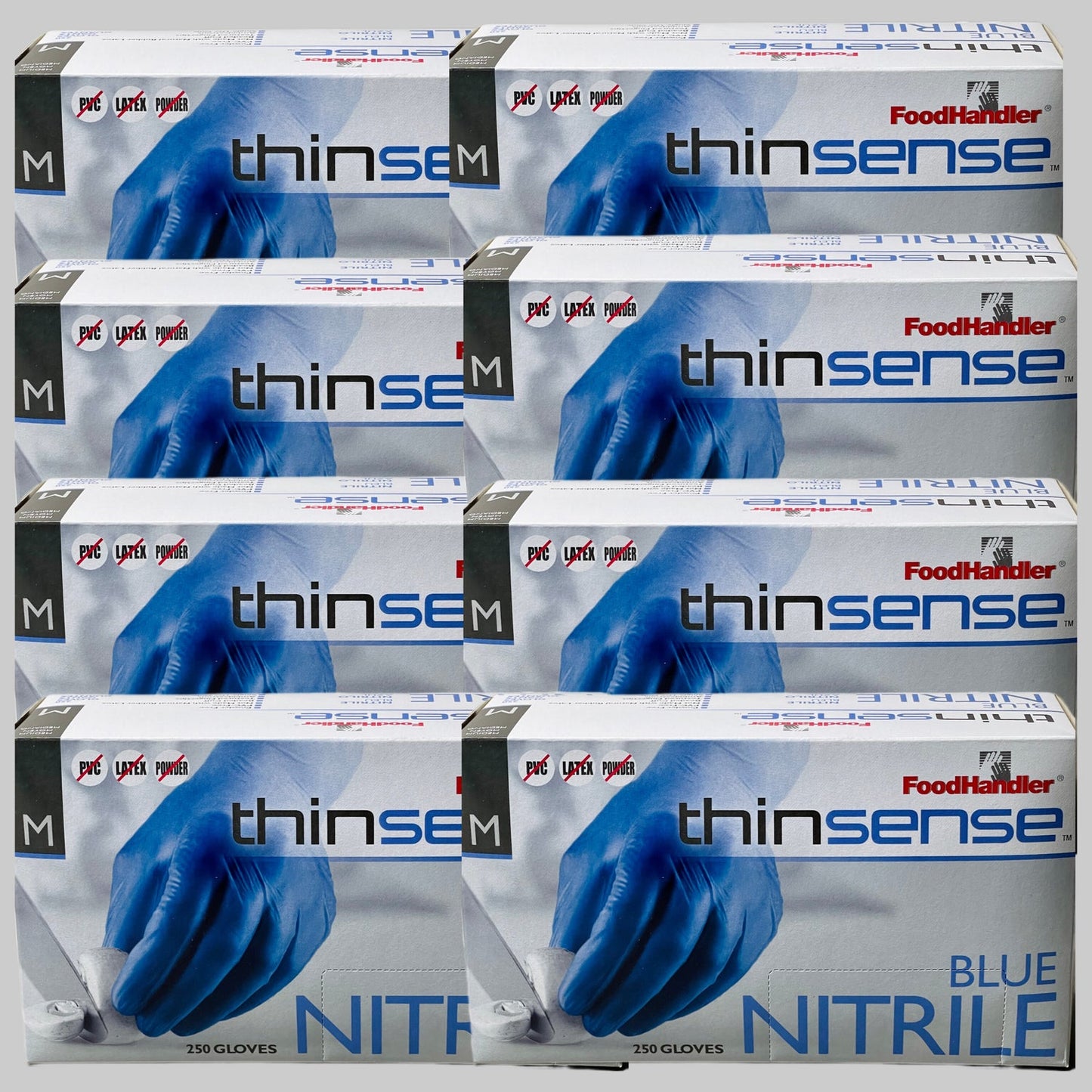 FOOD HANDLER Thinsense Blue Nitrile Gloves Medium  MPN: 103-TS14-BLU  Model: P4500 Quantity: 250/ Box