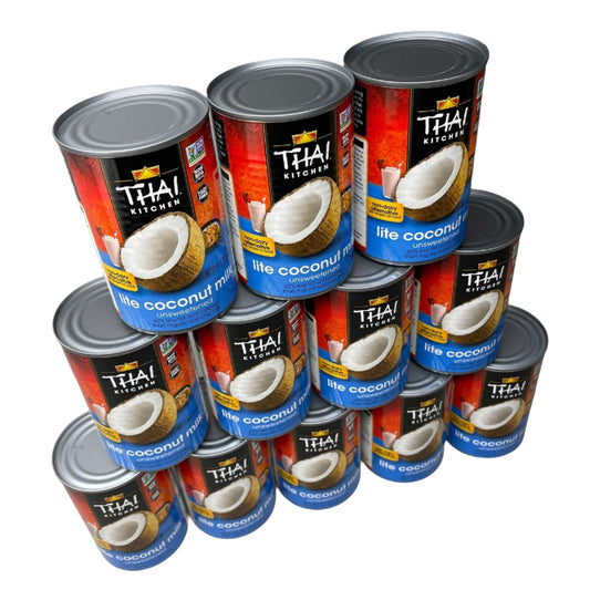 THAI KITCHEN Lite Coconut Milk Unsweetened 12-PACK Dairy Free 13.66 fl oz MPN: TK001160 Shelf Stable (as-is) BB: 08/23