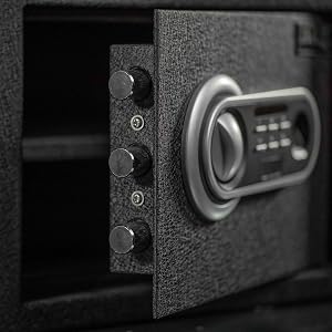 Security Safe with Fingerprint Sensor and Biometric Lock Pry-Resistant Digital Gun Safe with Optical Sensor and Keypad